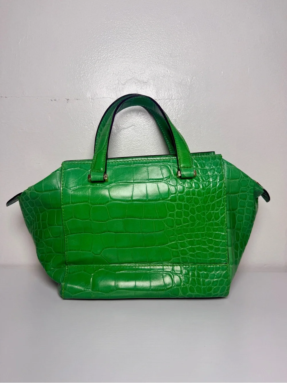Kate spade Green Croc-Embossed Leather Tote Handbag